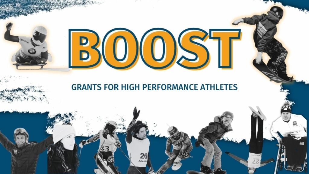 Ten athletes pictured over background with the word BOOST
